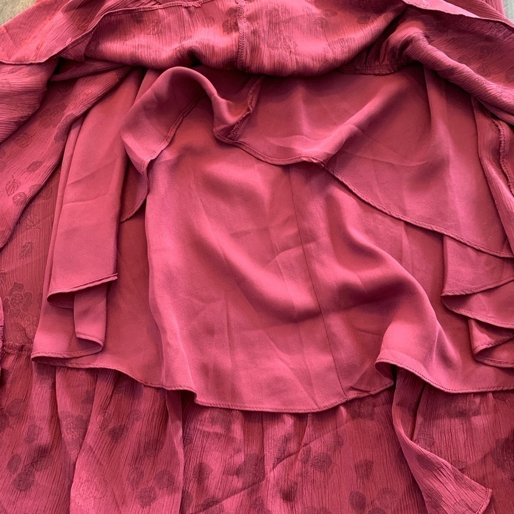 NWT Max Studio Dress Maxi Ruffled Hem Size XS Burgundy Raspberry Color - Picture 8 of 16